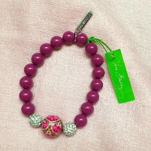 Vera Bradley Stretch Bracelet Purple,Sparkle beads Julep Tulip Collection NEW!